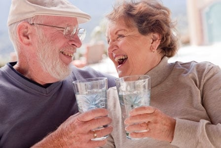 Seniors Benefit From Drinking Water Together
